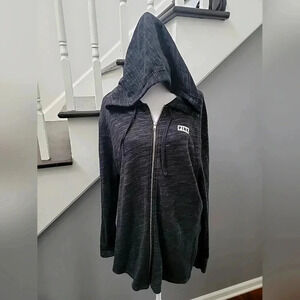 Victoria’s Secret VS PINK Full Zip Logo Hoodie Black Print Size Medium Marled